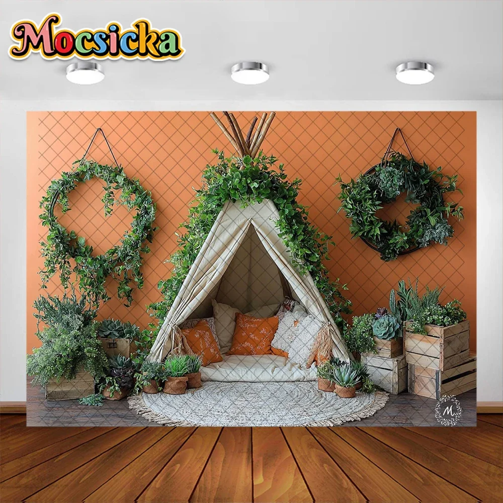 Mocsicka Photography Background Kids Birthday Boho Garland Room Decoration Baby Shower Cake Smash Backdrops Studio Props Banner