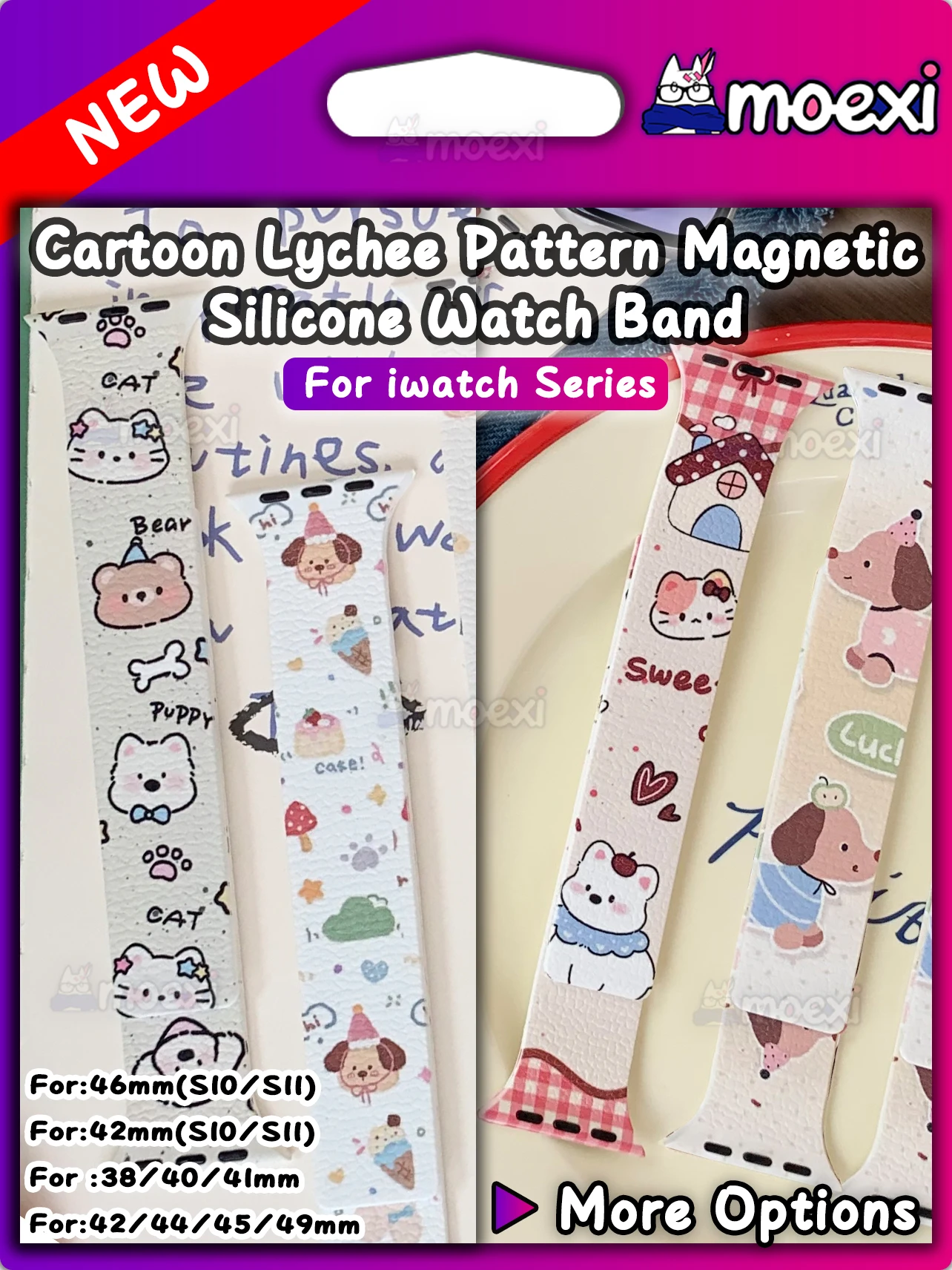 

Для HK11 Pro MAX мультяшный узор личи магнитный силиконовый ремешок для умных часов HK10 ULTRA 3 HK9 ultra2 HK11 Mini + HK8 ремешок для браслета