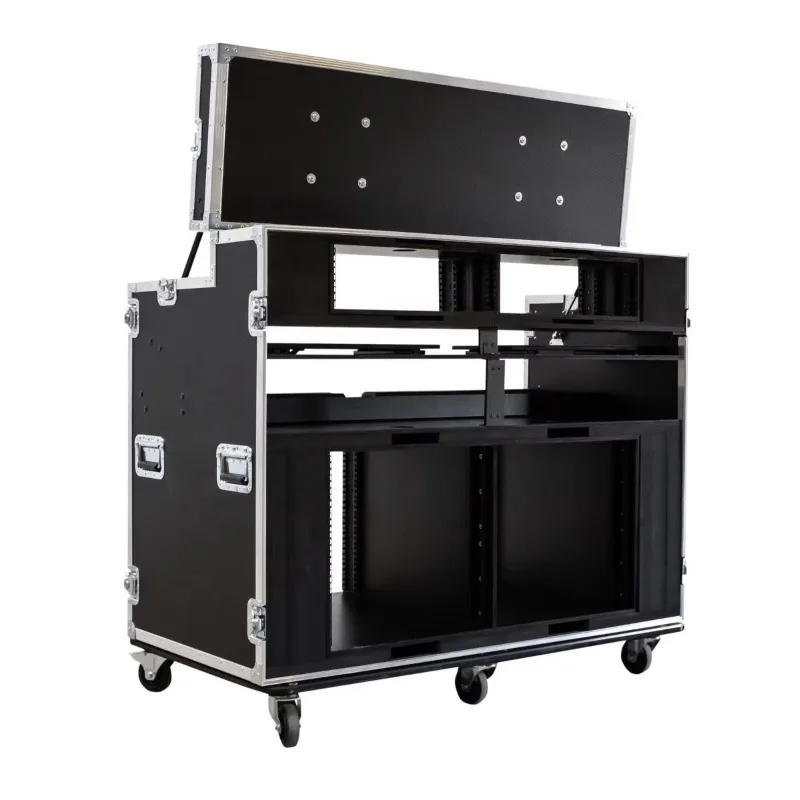 Flight Case Portable Custom Unit with Video Production Workstation and Pull Out Drawer Rolling Tool Box