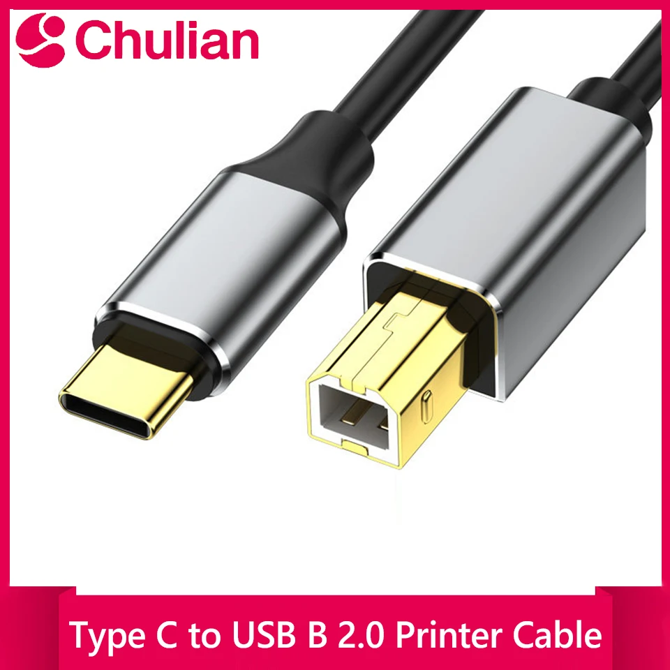 USB Type C to USB B 2.0 Printer Cable High Speed Cable For HP Canon Brother Epson Dell Printer Fax Machine Scanner Type C Cord