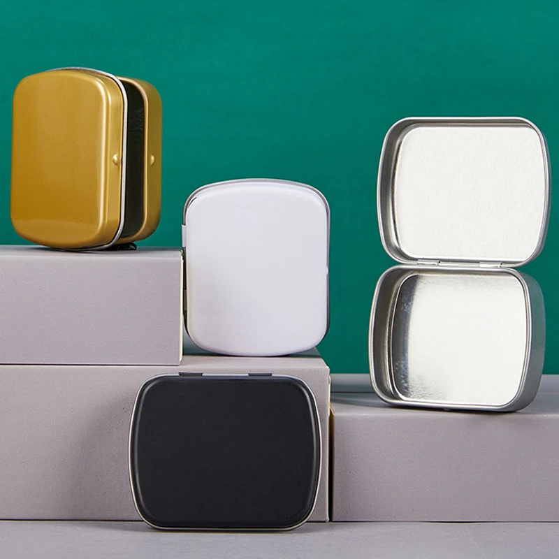 12Pcs Empty Tin Box Small Flip Storage Box For Money Coin Candy Key Mini Sealed Cans Jewelry Storage Cases Organizer 60*47*15mm