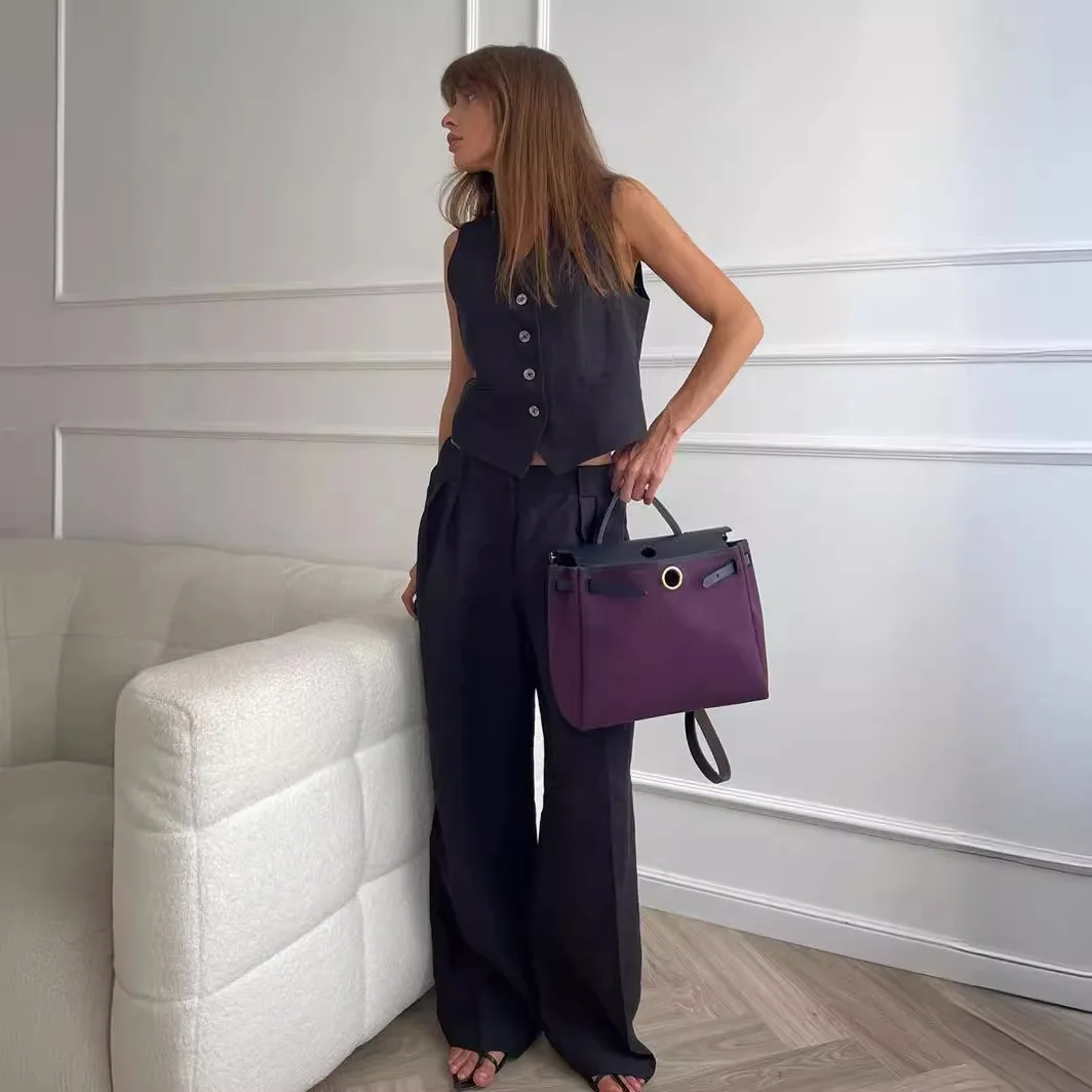 Vest Casual Pants Two-Piece Set Spring and Summer New Women's Fashionable Sleeveless Vest Low-Waist Pants Set Ropa Mujer