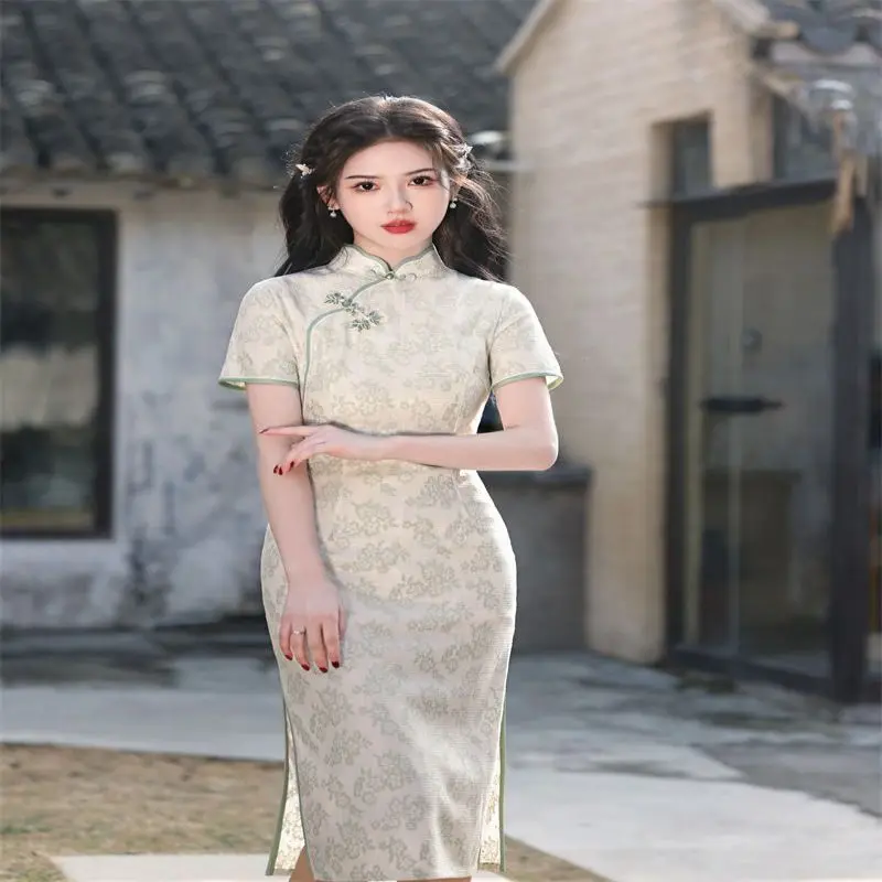 White toast dress bride engagement dress 2024 new high-end dress Chinese cheongsam slim evening dress