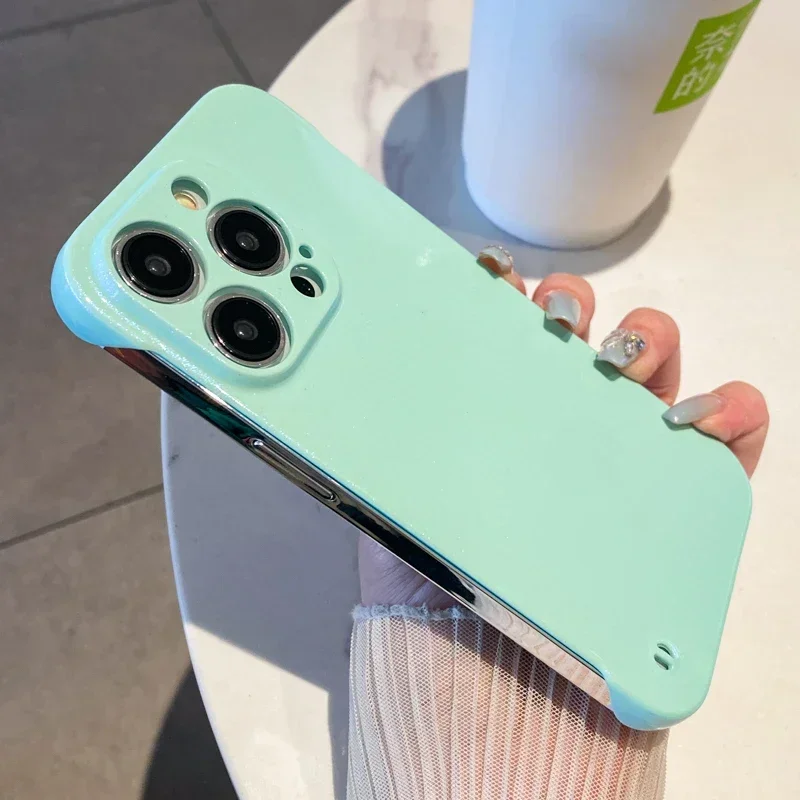 Funda de acrílico duro sin marco para IPhone, carcasa brillante con purpurina y diferencia de Color, para modelos 15, 14 Plus, 13, 12 Mini, 11 Pro, X, XR, XS Max