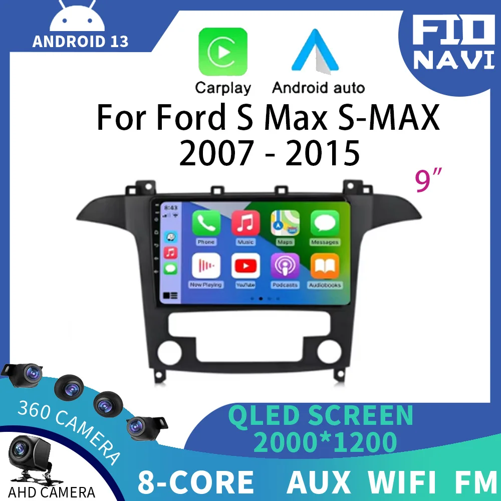 

Автомобильный радиоприемник 2Din Android 14 для Ford S Max S-MAX 2007-2015 Мультимедийный видеоплеер 4G Carplay Авто Стерео GPS RDS IPS Головное устройство