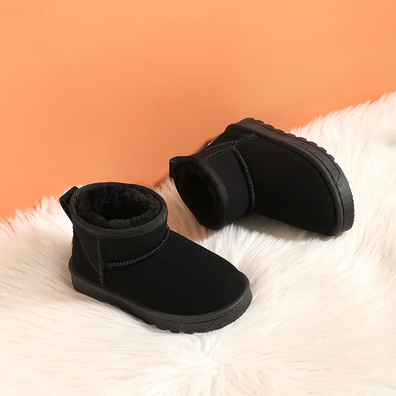 Botas de veludo e neve grossa infantil, antiderrapante, resistente ao desgaste, bota de algodão infantil, moda feminina, todos os fósforos, quente