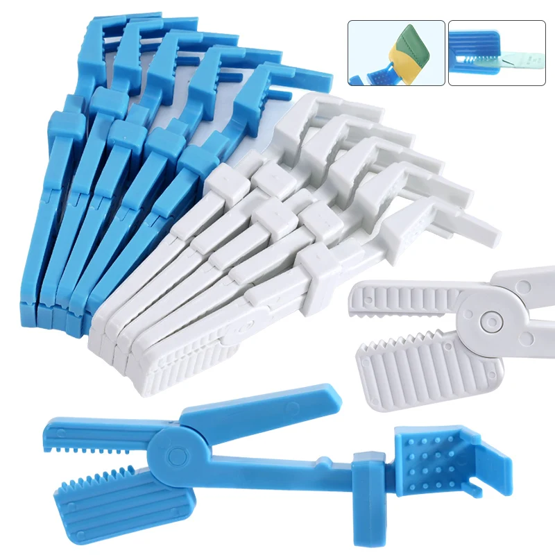 5pcs Dental X-Ray Film Holder Plastic X Ray Film Clip Snap Clip White/Blue Plastic Dental Lab Instrument Tool Radiograph Holder