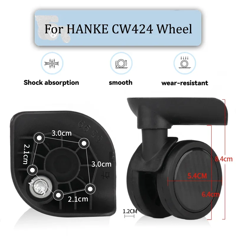 For HANKE CW424 Universal Wheel Replacement Suitcase Rotating Smooth Silent Shock Absorbing Wheel Accessories Wheels Casters