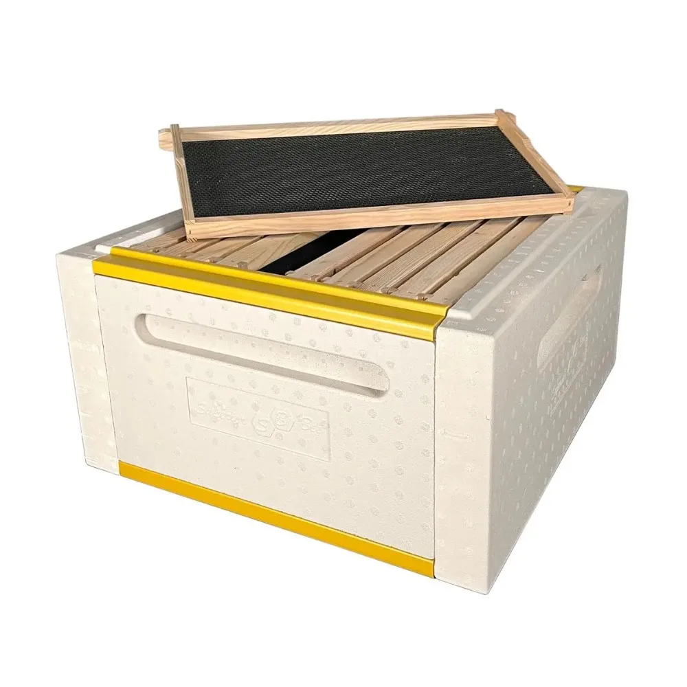 Polystyrene Beehive Kit – R8 Insulated Design, Includes 20 Deep & 10 Medium Frames with Wax-Coated Foundations, Durable, Custom