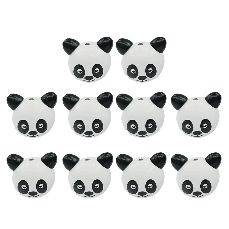 10 Pieces Natural Wood Beads with Adorable Animal Faces Random Colors Necklace Spacer Beads Round Wooden Beads Craft DIY