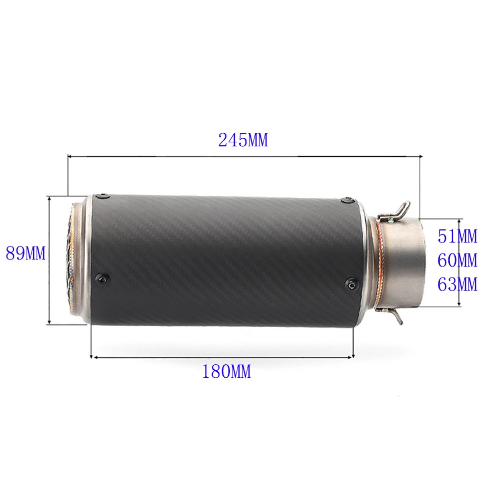 범용 스테인레스 스틸 탄소 섬유 오토바이 sc 배기 머플러 파이프, 모토 GP-PJ 레이싱 개조 액세서리, 51mm, 60mm, 63mm