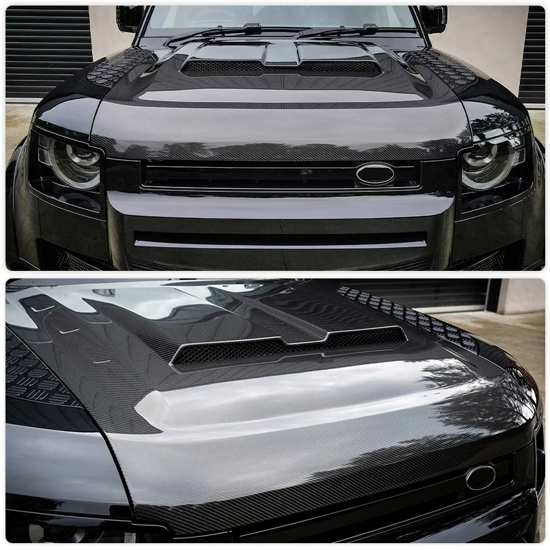 Prepreg Dry Carbon Front Engine Hood Cover For Land Rover Defender 110 L663 Utility 4-Door 2020-2023 Car Engine Bonnet Body Kit