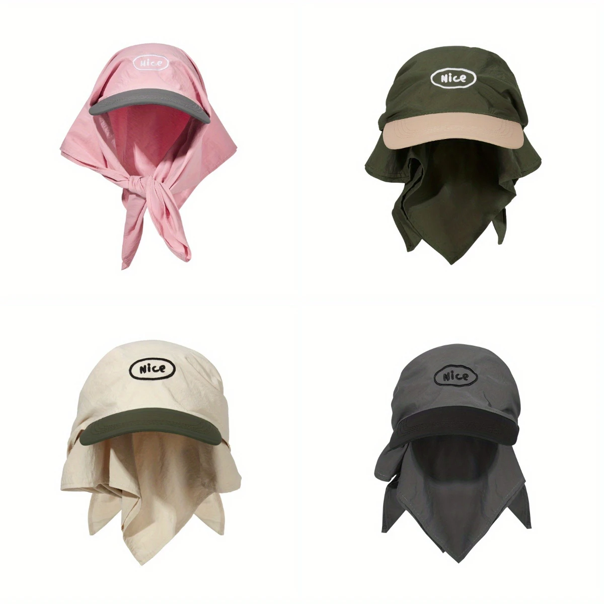 Waterproof Outdoor Sunshade Hat Embroidered Letters Color Blocked Headscarf Hat Personalized Trendy and Fashionable Strap Hat