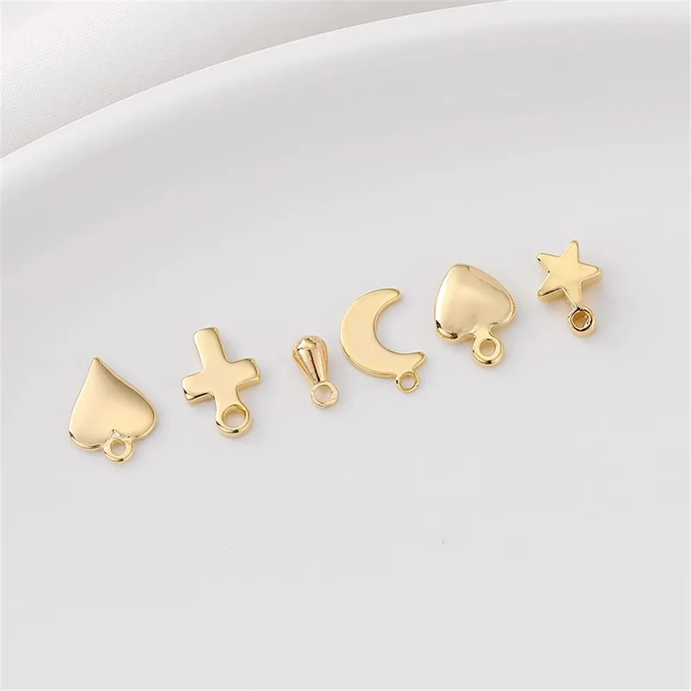 Amor Gota Pingente Estrela, Pacote Ouro 14K, Handmade DIY Pulseira, Material Colar, Cadeia Estendida Cauda, Cadeia Pendurada Acessórios