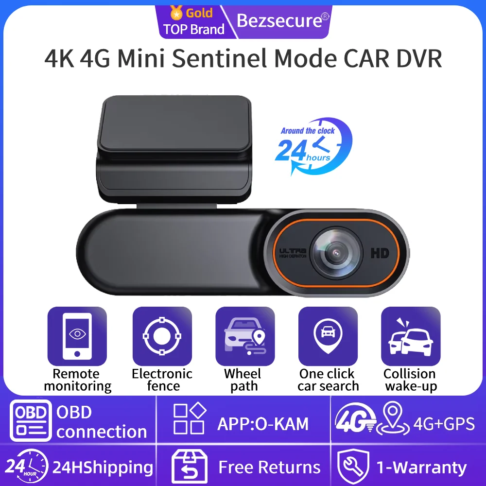 

PEGATISAN 4K 4G Cam Mini Sentinel Mode CAR DVR 1080P Black Box Room Parking Monitor Night Vision Sentinel Camera OBD Connection