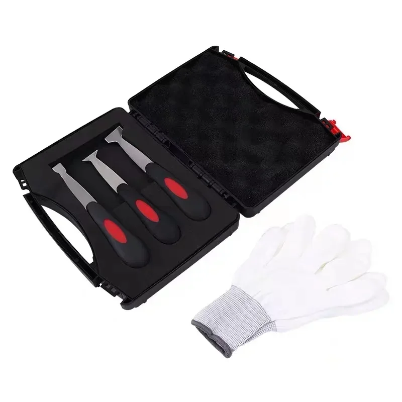 Manual Windshield Urethane Scraper Tool Kit Glass Bottom Glue Repairing Knife Set with 3pcs Blades with Soft Rubber