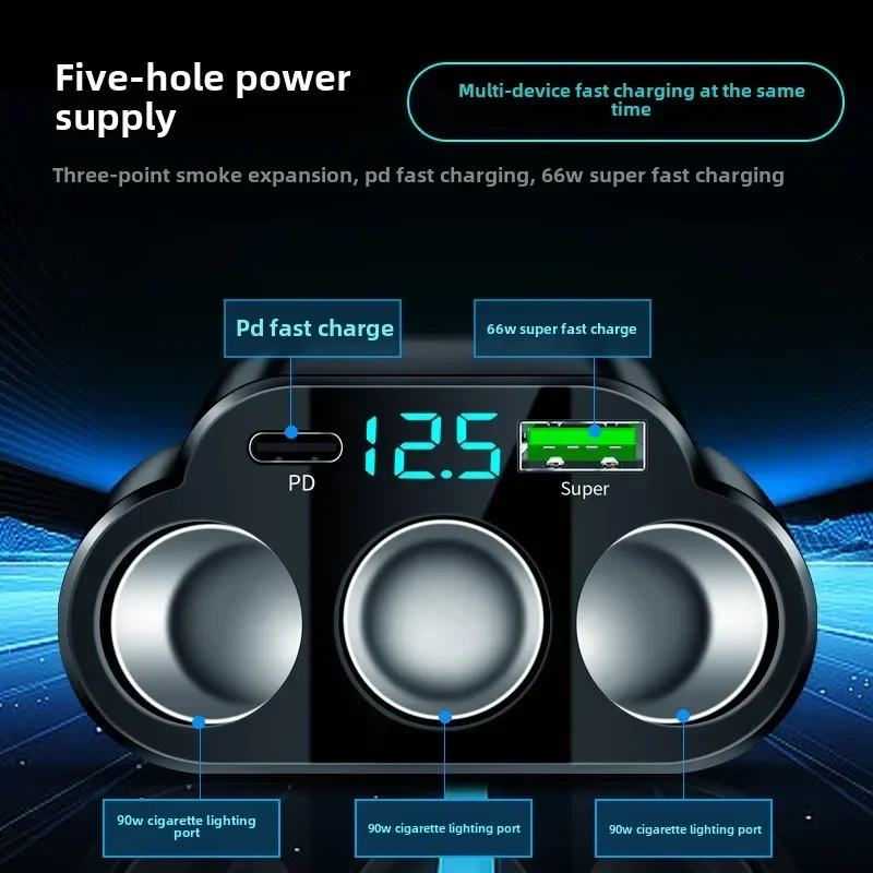 96-141 واط سيارة USB نوع C PD QC3.0 شاحن فائق السرعة 12 فولت-24 فولت ولاعة السجائر في السيارة منافذ متعددة مهايئ شحن عالمي