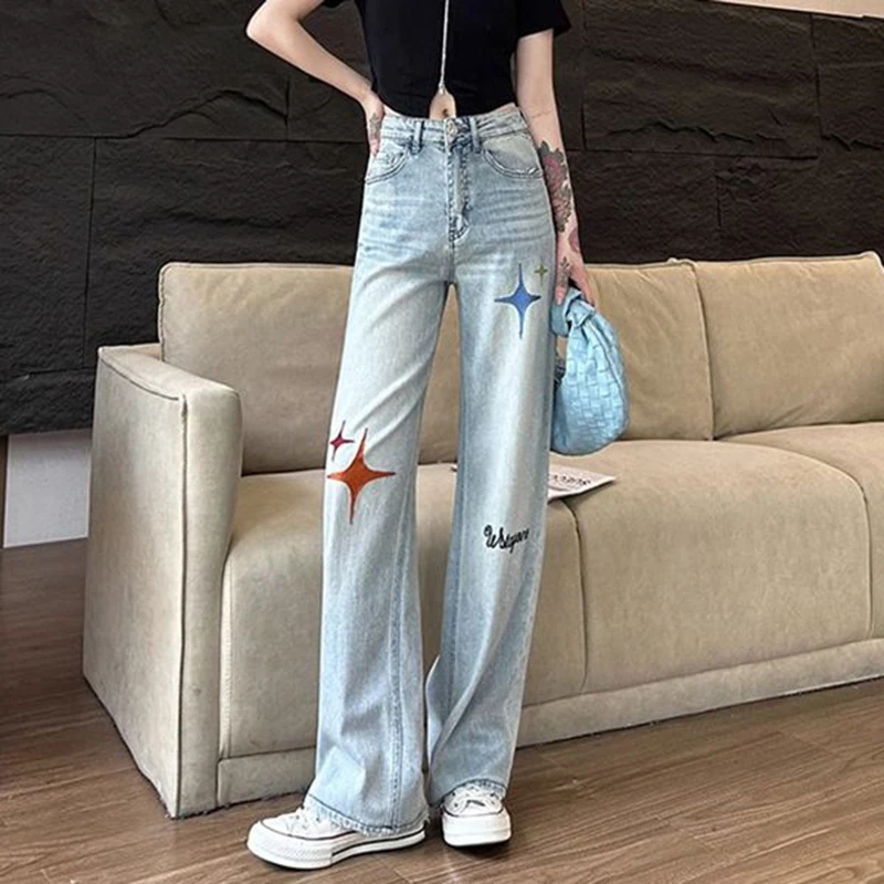 Hoog getailleerde dames loszittende en afslankende broek met wijde pijpen herfst nieuwe mode hangende vloerbroek met rechte pijpen