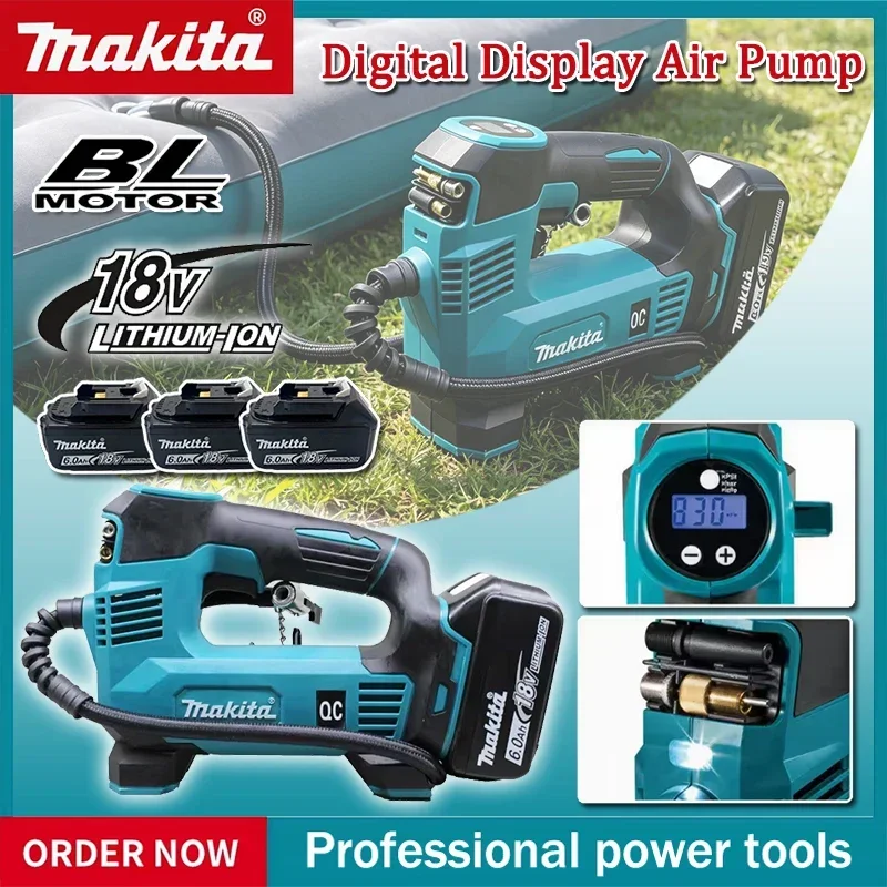 Makita Digital Display Air Pump 18V Battery Lithium-Ion Cordless Inflator For Car Tyre Inflator Electric Motorcycle Pump for 18V