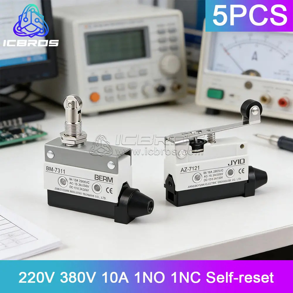 5pcs Travel Limit Micro Switch AZ-7100 AZ-7110 AZ-7120 AZ-7121 AZ-7124 AZ-7140 AZ-7141 220V 380V 10A 1NO 1NC Self-reset
