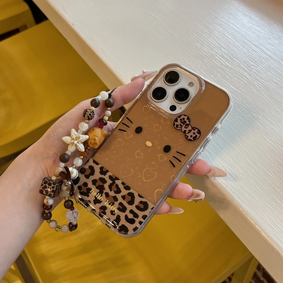 

Retro leopard Gradient Laser Love Heart Pattern Phone Case For iPhone 16 15 14 Pro Max Glitter Transparent Shockproof Cover﻿﻿