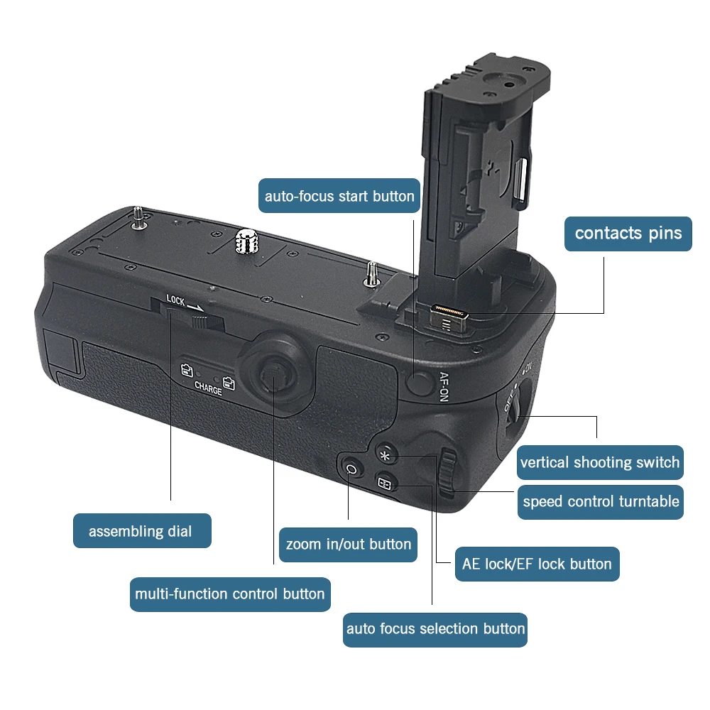 Mcoplus BG-EOS R5 R6 Vertical Multi-funtion Battery Grip for Canon EOS R5 R5C R6 R6 Mark II Camera as BG-R10