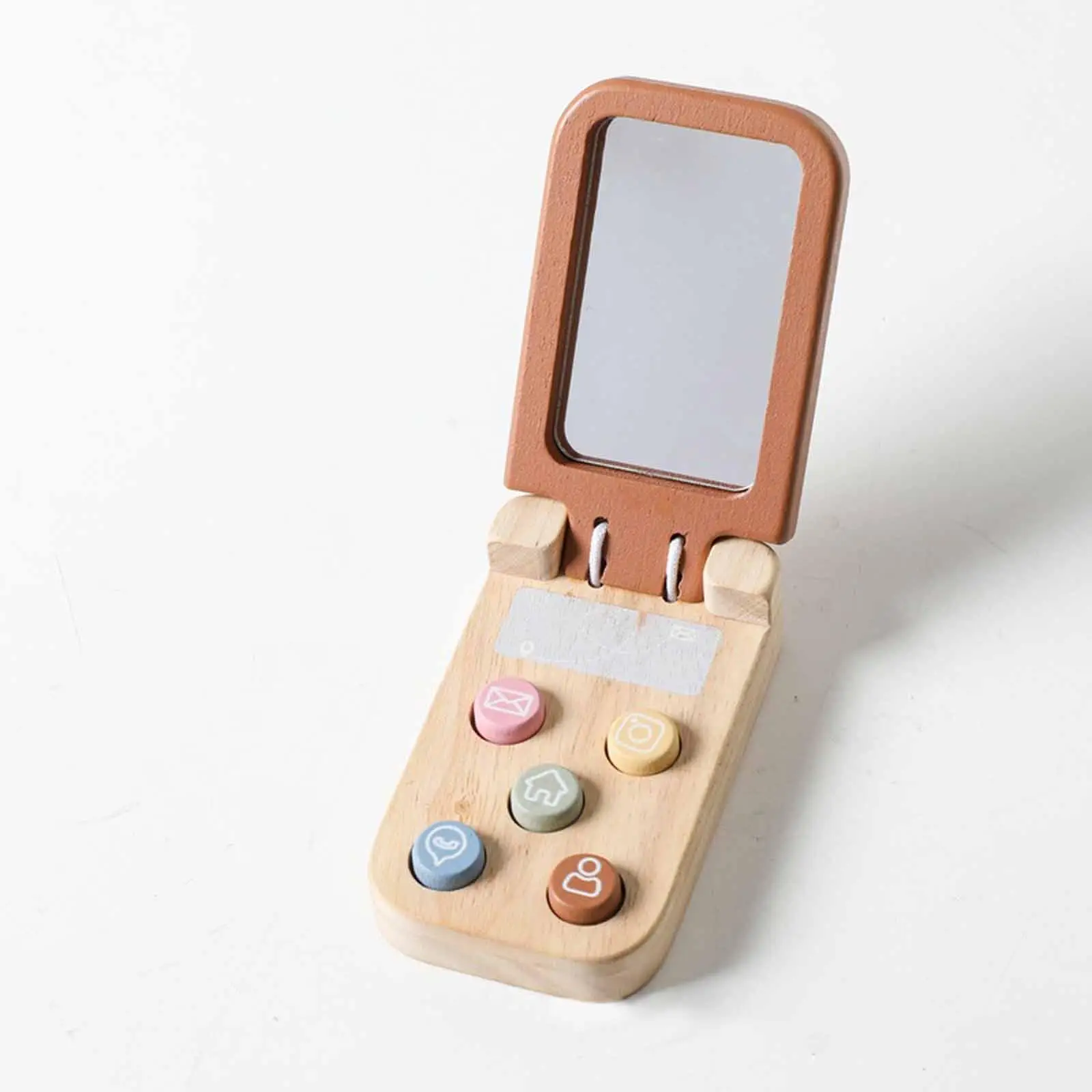 Flip Wooden Cell Phone Toy Birthday Gift Educational Activity Toy for Children Sensory Development Play