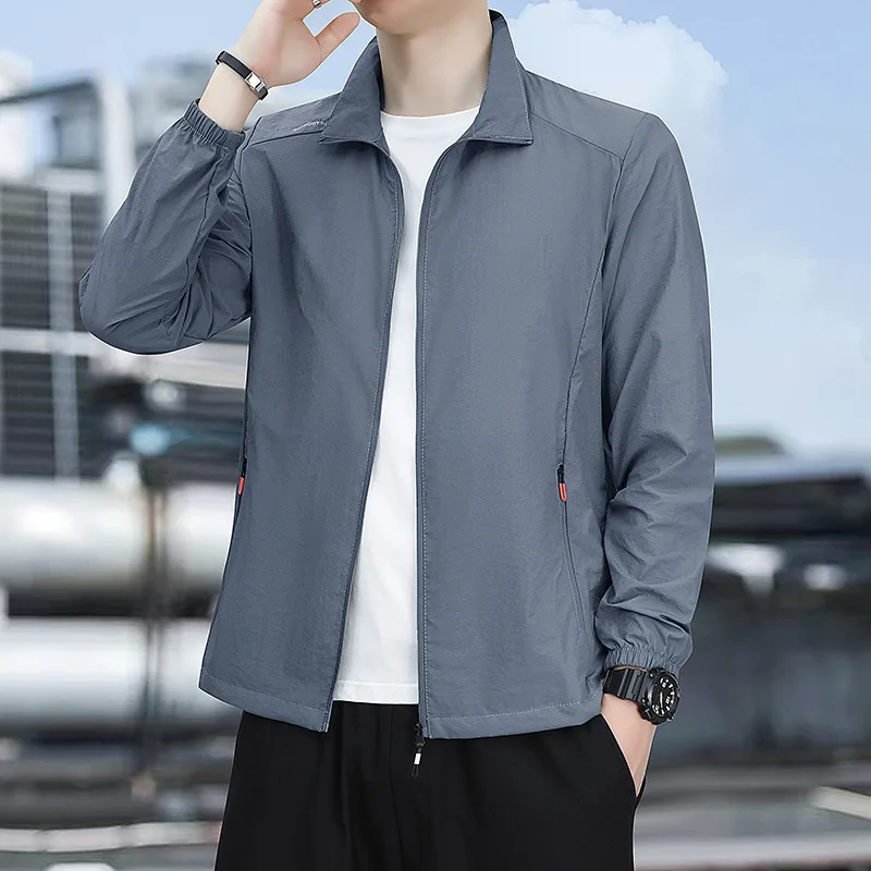 

2024 Men's Summer Sun Protection Stand-up Collar Breathable Quick-Drying Ultra-Thin Jacket