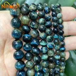 Natural Stone Multicolor Gray Blue Tiger Eye Stone Round Loose Beads 6/8/10mm Bracelets Ear Studs DIY for Jewelry Making 15