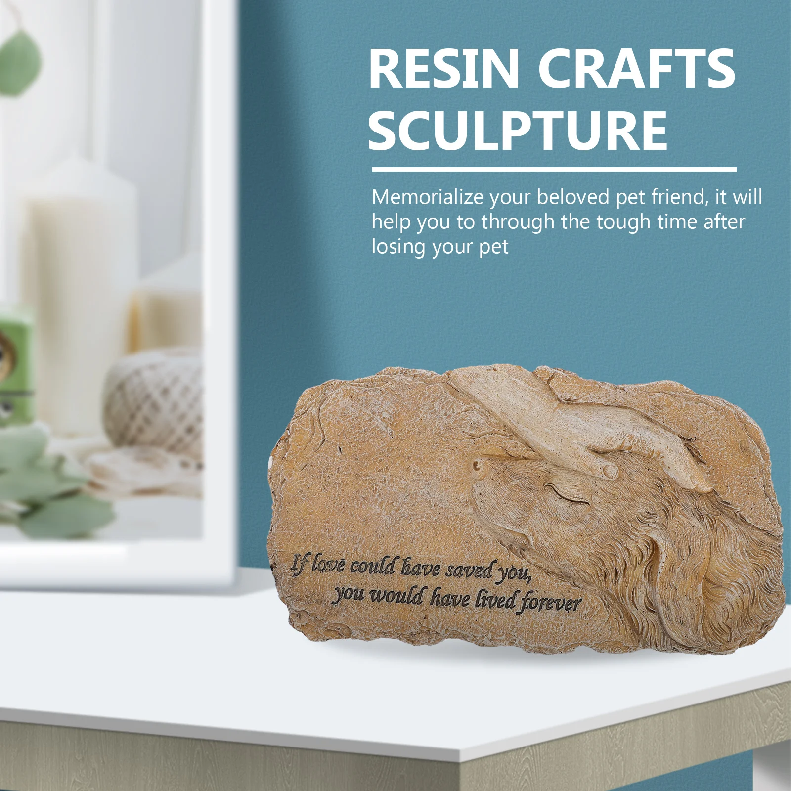 

1 pc Pet Memorial Grave Stone Resin Dog Statue Outdoor Garden Tribute Figure Durable Waterproof Pet Memorial Statue