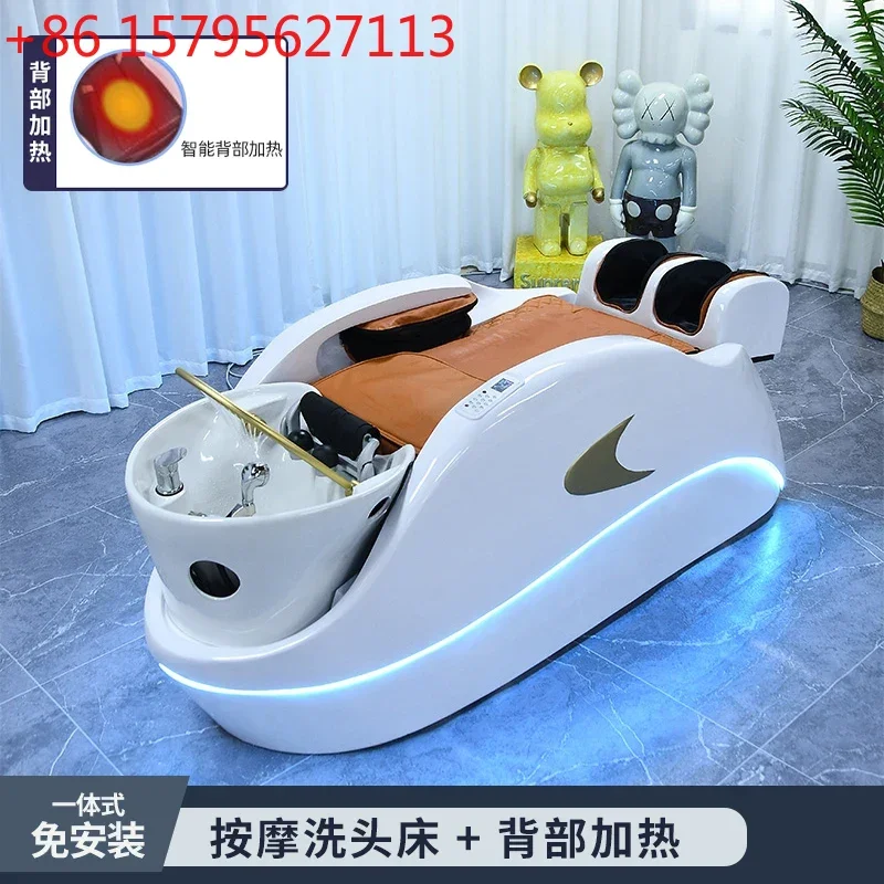 

Элитная интеллектуальная электрическая автоматическая массажная кровать для мытья головы в барбершопе с функцией тайской терапии головы