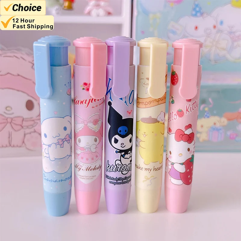 Sanrio Hello Kitty Press Eraser Anime Kuromi Melody Cinnamoroll Cartoon Eraser Kawaii Stationery Gift Office School Supplie