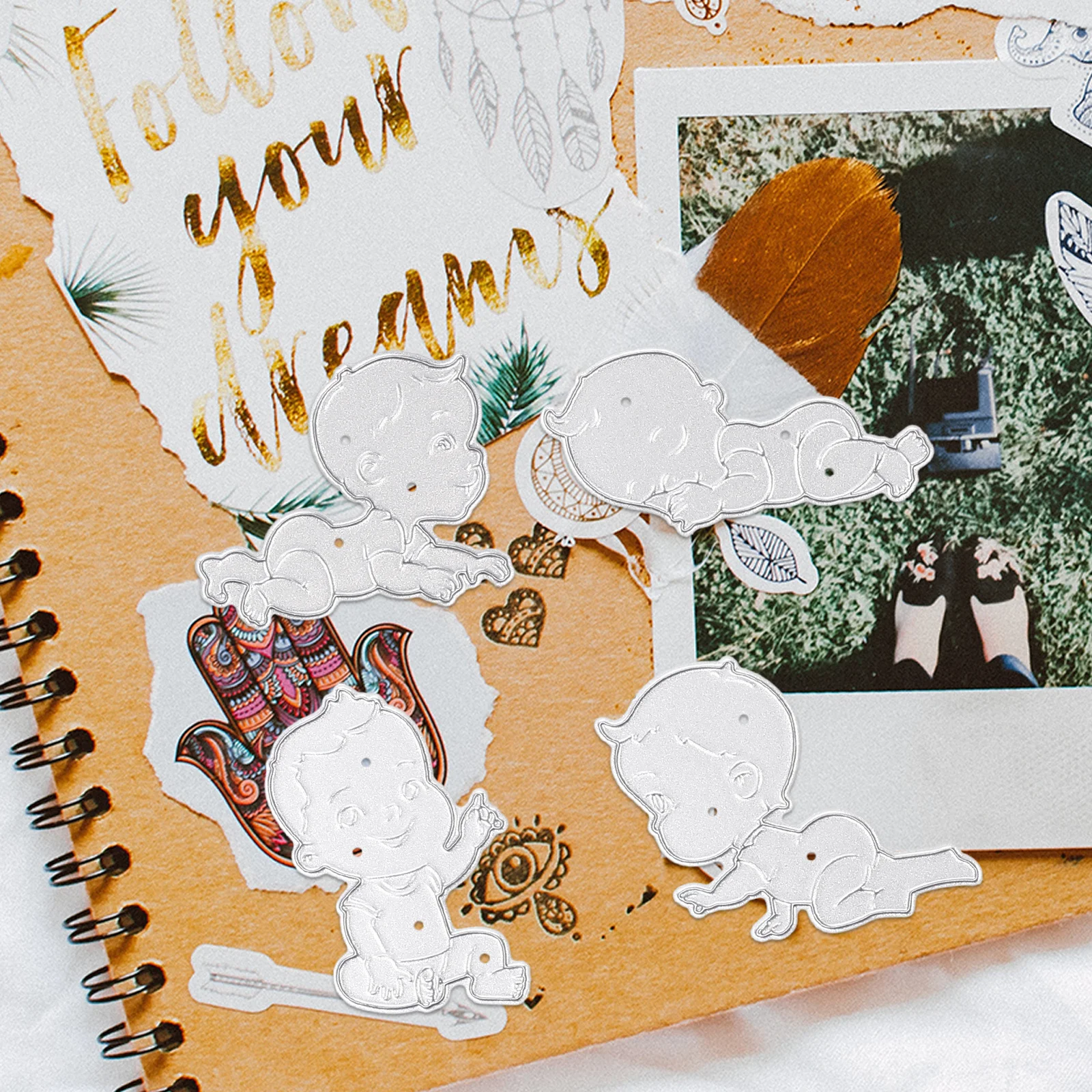 

2Sets Baby Shape Scrapbook Cutting Die DIY Card Making Embossing Craft Carbon Steel Metal Stencil Craft Cutting Die