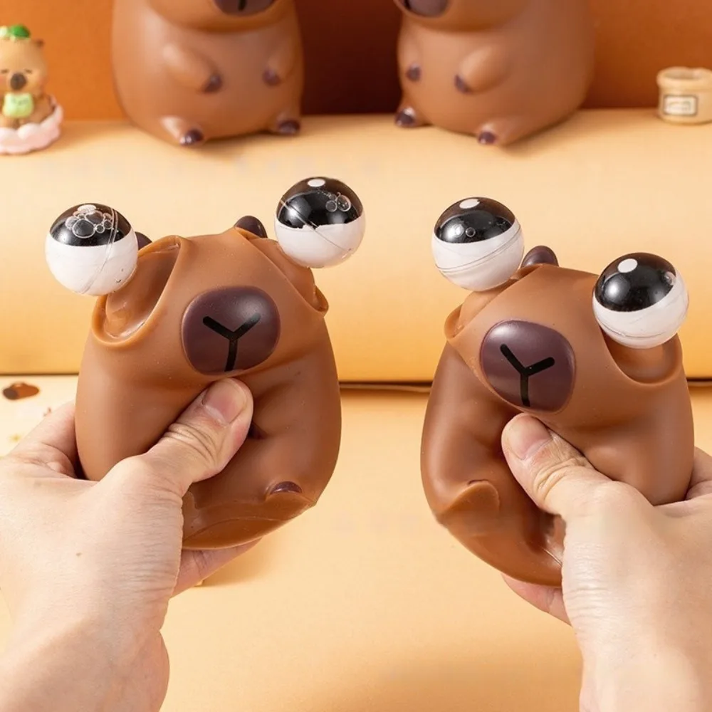 Jouet Capybara à œil éclaté de dessin animé, nouveauté amusante, poupée à pincer à gros globe oculaire, mignon et créatif, balle à presser