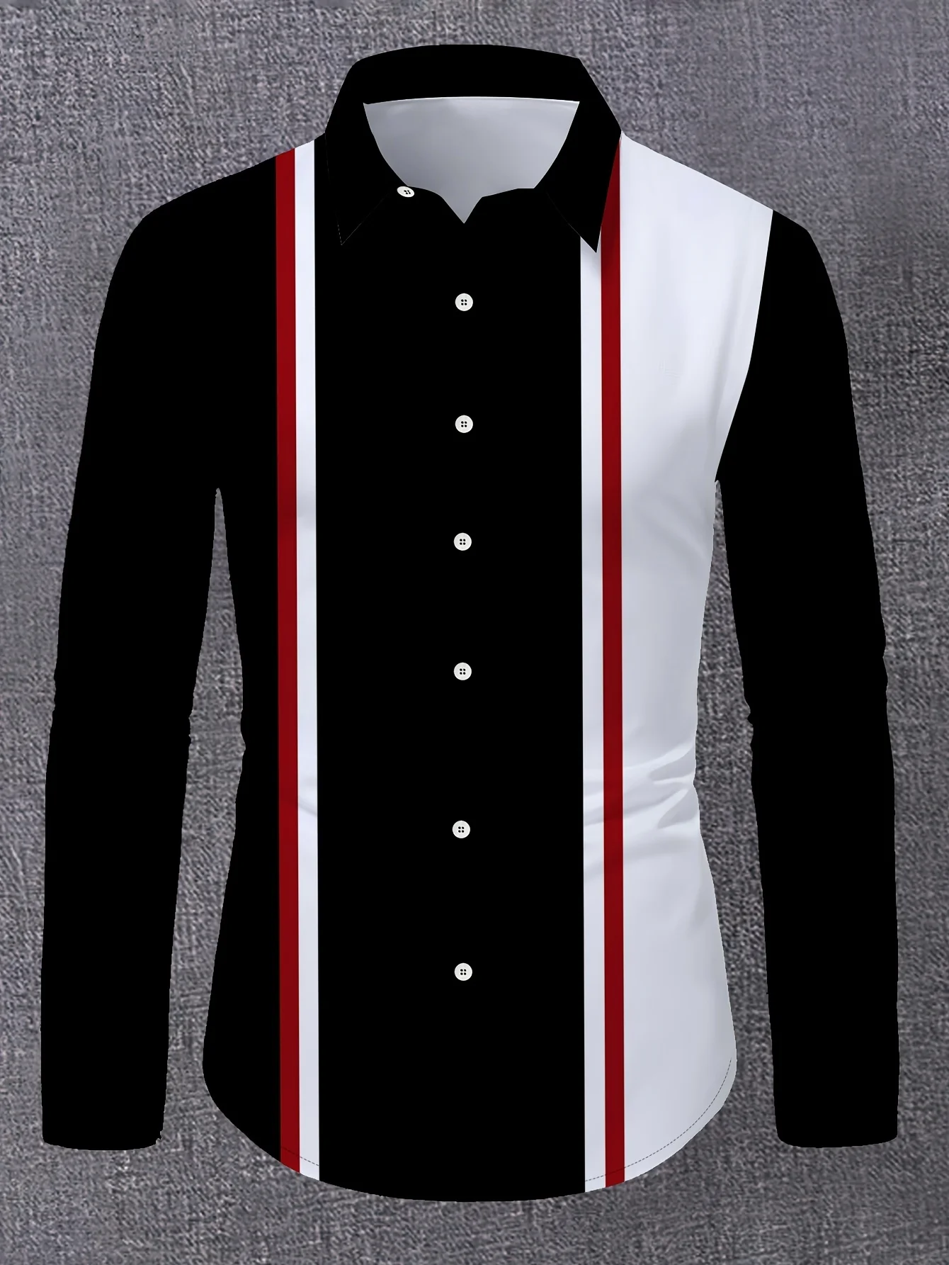 Men's Fashion Stripe Splicing Contrast Color Striped Long Sleeve Shirt Style Casual Long-Sleeved Shirt Trendy Casual Men's Shirt