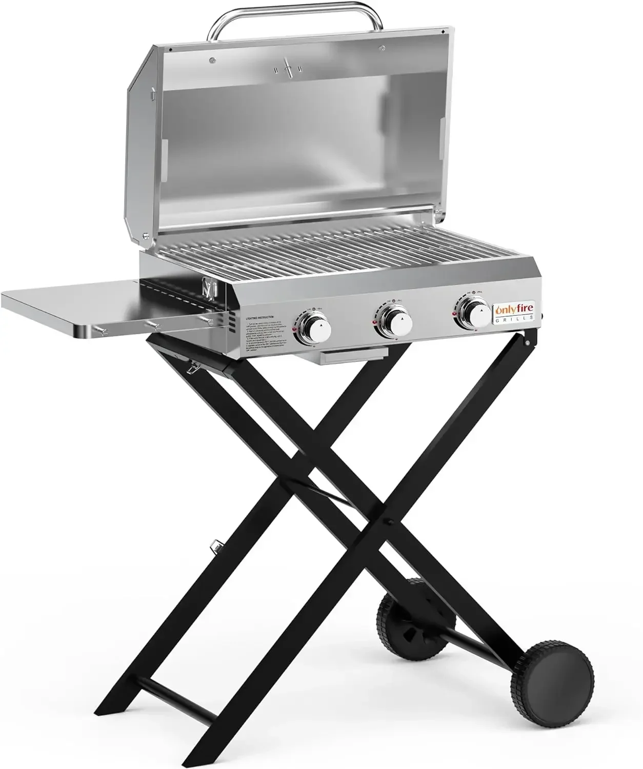 BBQ Gas with 3 Burners and Foldable Cart for Easy Transport,FREE SHIPPING