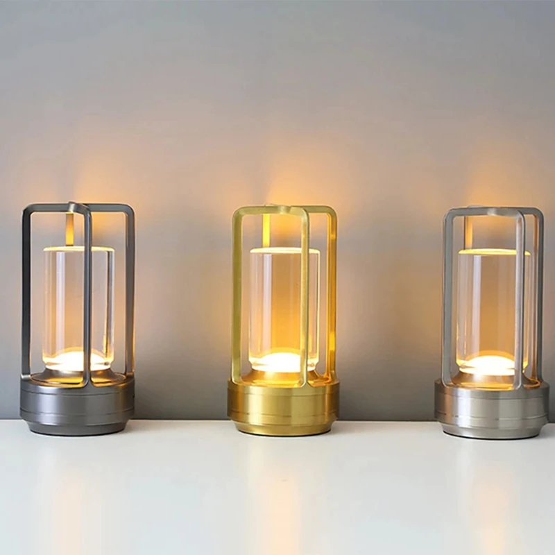 Lampada da tavolo ABUL-LED Luce notturna ricaricabile Protezione per gli occhi della camera da letto Lampada da comodino con senso avanzato Lampada da campeggio portatile