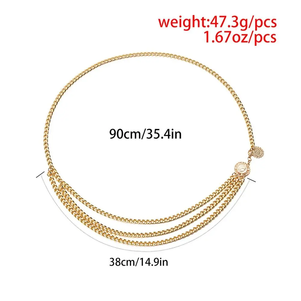 Antique Jewelry Ethnic Style Body Chain Adjustable Retro Metal Chain Belt Body Accessory Sunflower Round Waist Chain Women