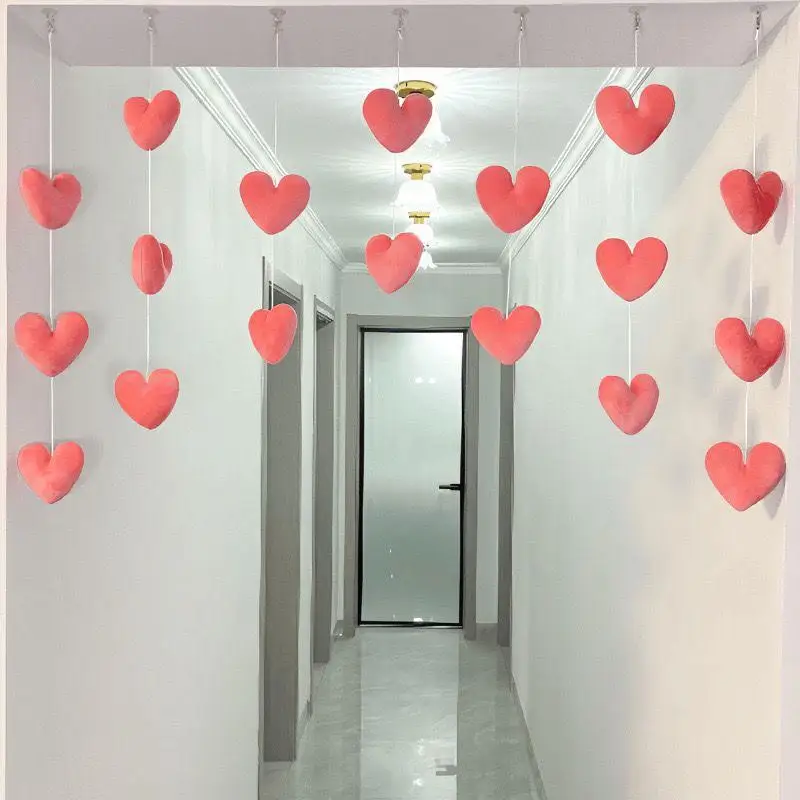 Romantic Heart Shaped Door Hanging Curtain Korean Style String Pendant Partition Door Curtain Bedroom Decoration Accessories