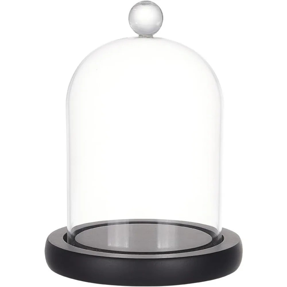 

Cloche Glass Dome Clear Glass Display Dome Cloche Bell Jar Black Dome Cover with Top Handle Decorative Display Case making kit