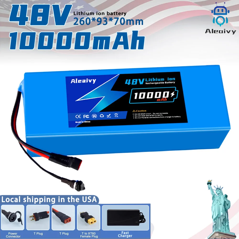 New High quality 48V 10Ah 13S4P 18650 Lithium Ion Battery Pack for 48V 250W~1000W Motors with 30A BMS+2A Charger