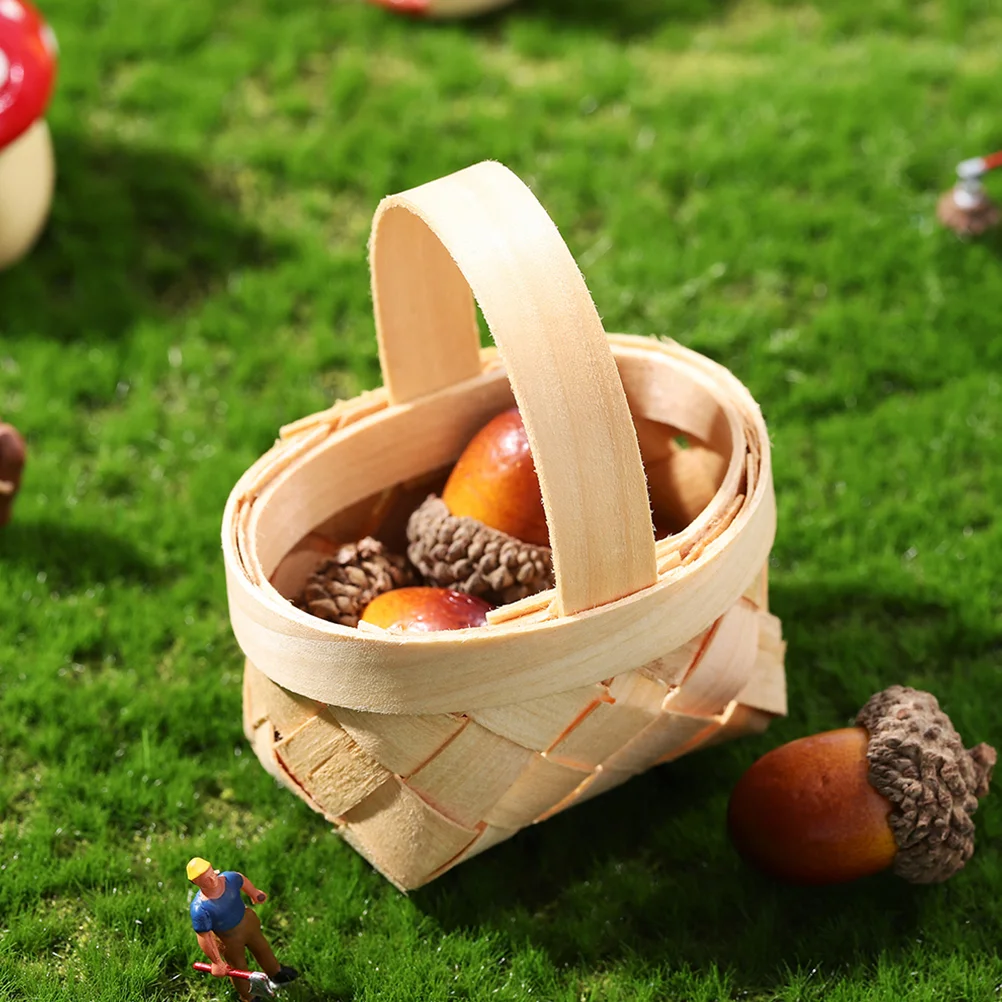 12 Pcs Set Wood Chip Basket Shopping Gift Baskets Wedding Ceremony Decorations Mini Picnic