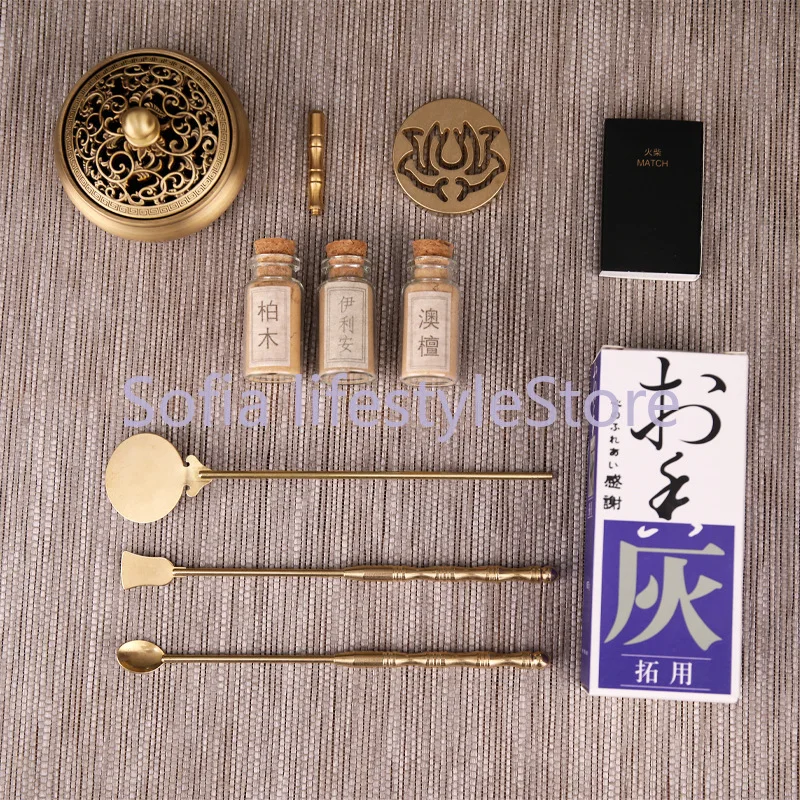 Pure Copper Incense Burner DIY Incense Seal Incense Road Entry Ceramic Set Incense Shovel Incense Spoon Extension Tool Gift Box