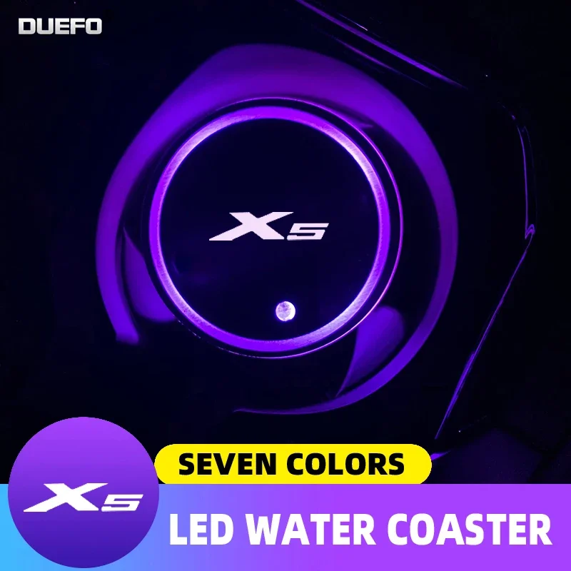 

2pcs Car Styling Interior LED Light Luminous Coaster Water Cup Bottle Light For BMW X5 F15 E53 E70 Auto Interior Accessories