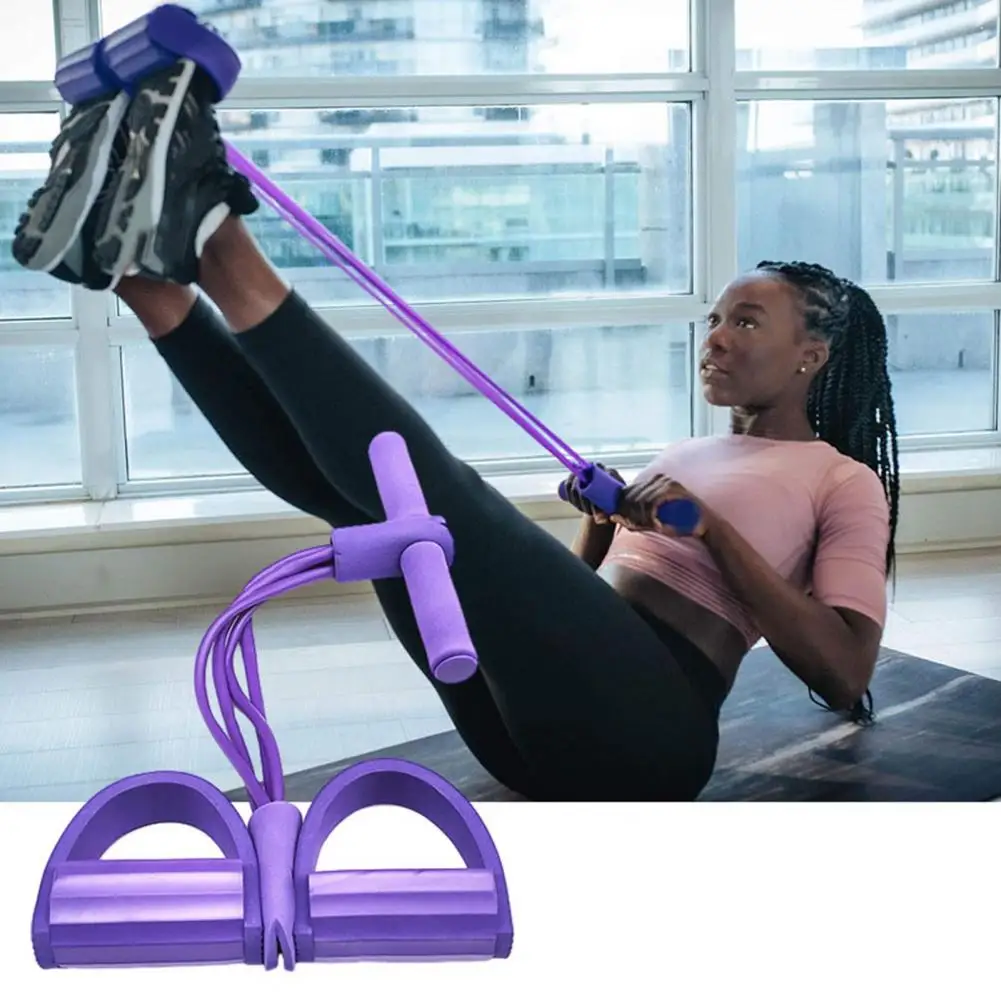 Yoga Pedal Puller 4-Tube Resistance Bands Yoga Pedal Puller Abdomen Waist Arm Training Elastic Pull Rope Fitness Tension Rope