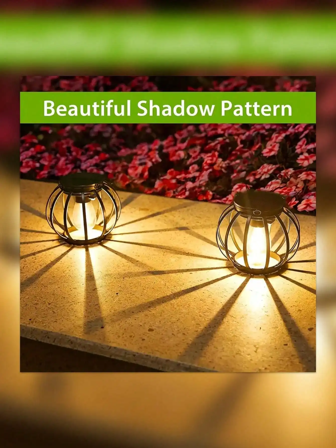 ضوء فانوس فني من الحديد بالطاقة الشمسية - ديكور معلق تلقائي للفناء والحديقة #4