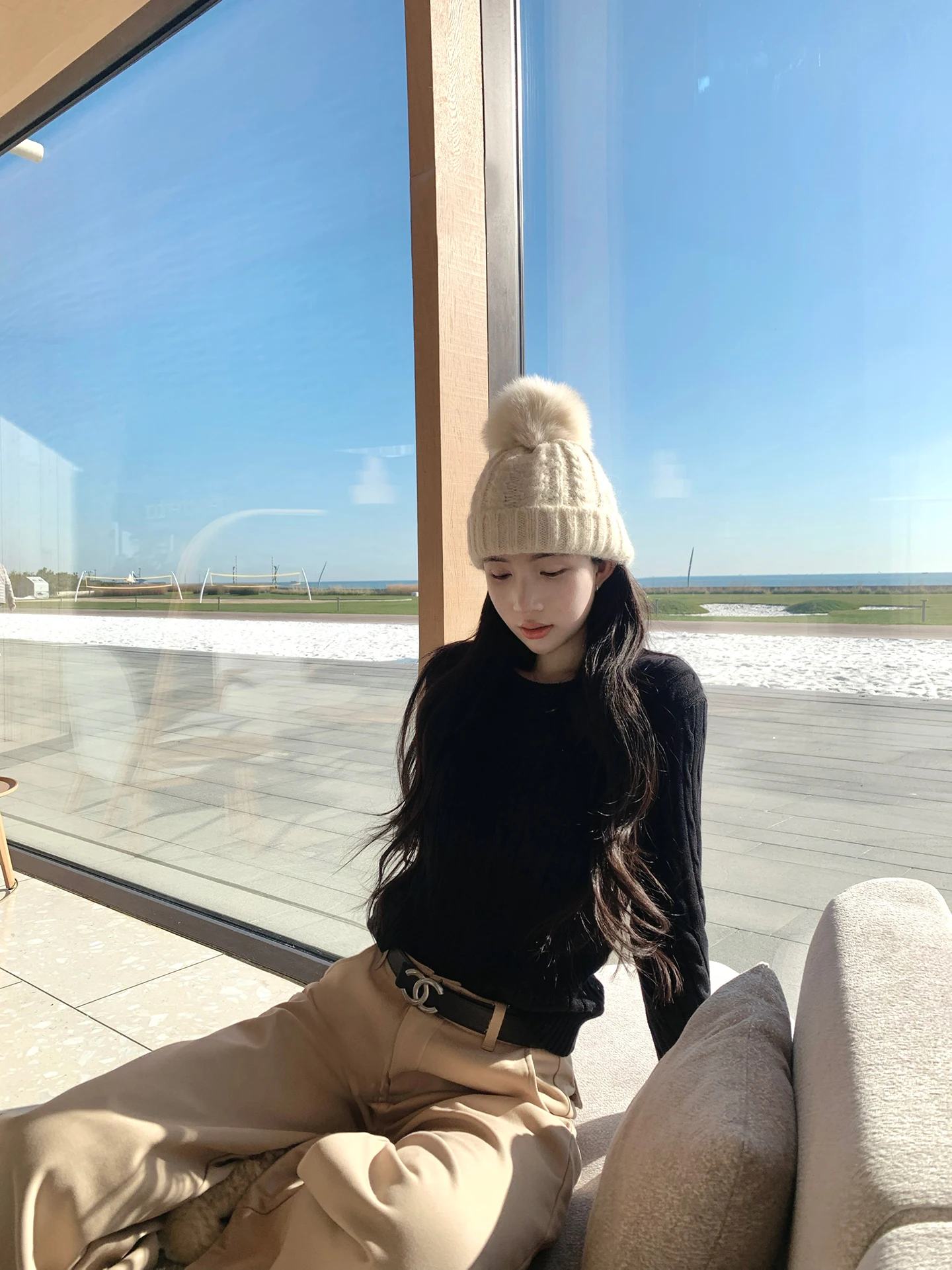 

Женский свитер из хлопкового трикотажа с рюшами и круглым вырезом, повседневный, облегающий, осенне-зимний, комфортный, дышащий, мягкий, хлопковый.