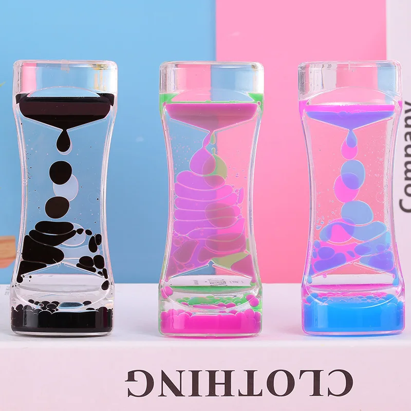 

14cm Two-color Oil Drop Hourglass Acrylic Crafts Oil Spill Drop Bottle Anti-fall Interesting Children's Gift