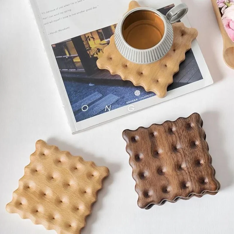 Wooden Cookie Coasters Set 1PCS Walnut Beech Drink Mats Coffee Cup Heat Pad Rustic Kitchen Decor Handmade Wooden Coasters Gifts