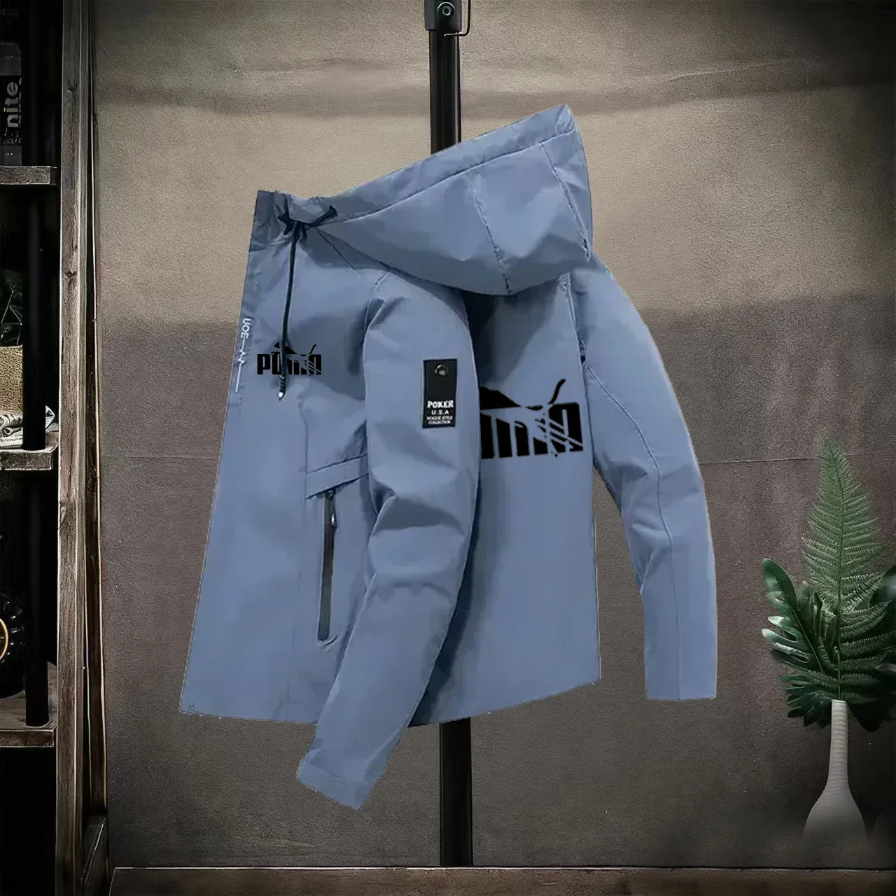 Nieuw dubbellaags geïsoleerd windjack van stof met capuchon en jack voor heren - waterdichte hiphopdanserjas met ritssluiting